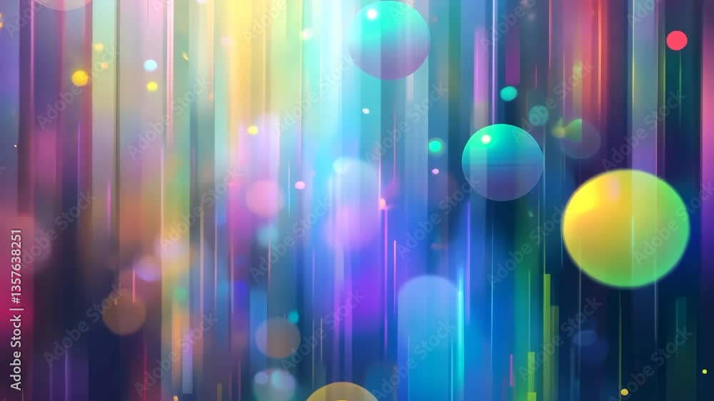 Poster abstract composition of vertical striped lines with bokeh effect in vivid colors of blue yellow and 