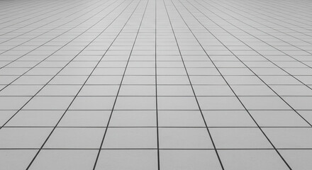 Abstract Perspective of Light Gray Square Tiles Floor Pattern Modern Architecture Background