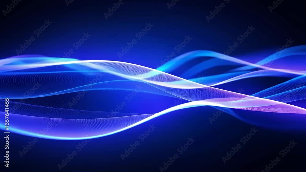 Poster abstract digital blue waves with glowing particles motion background suitable for technology and dat