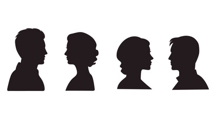 set-of-silhouette-portraits-male-and-female-profile