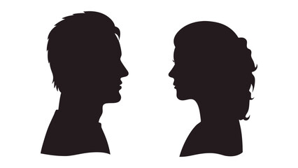 a-black-silhouette of man and woman facing each other