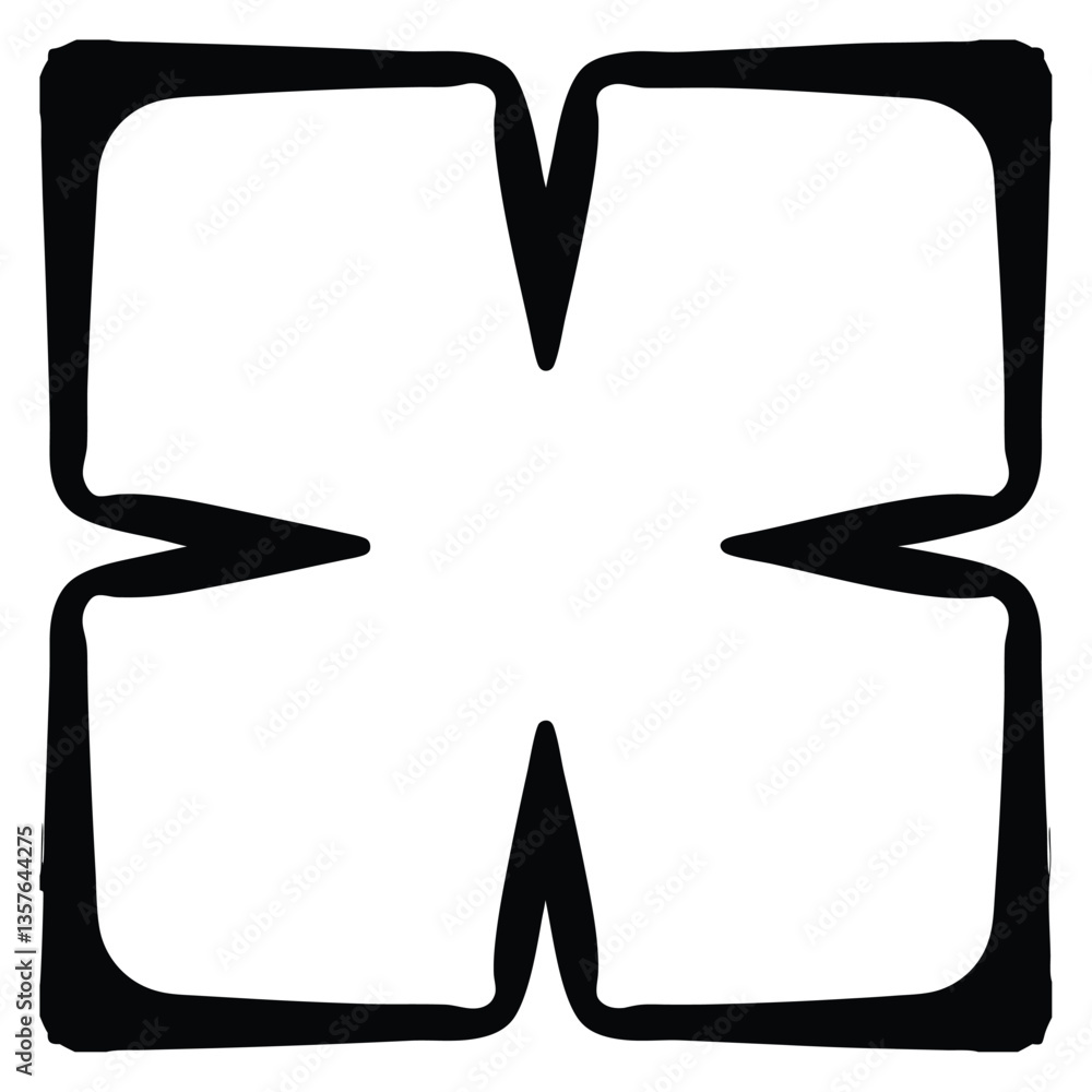 Poster abstract black cross shape vector – four curved corner arrows meeting in center for modern ui and gr