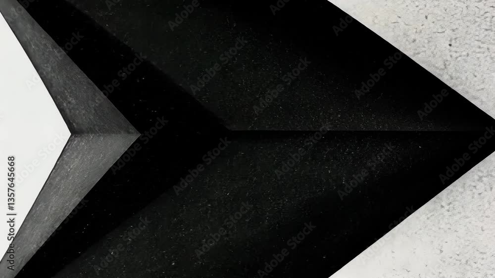 Poster abstract geometric composition of black and white folded paper with textured surface and reflection