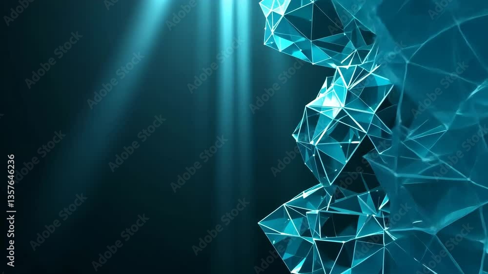 Aufkleber abstract geometric structure illuminated by light rays on a dark blue background