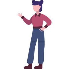 Woman character talking vector flat icon isolated