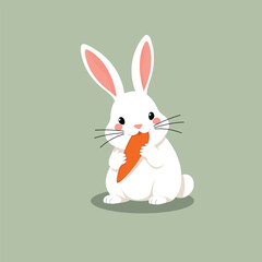 Cute Cartoon Bunny – Sitting Beige Rabbit with Big Ears Vector Illustration