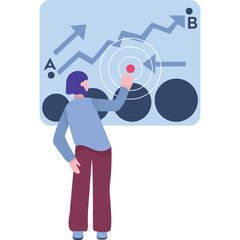 Man make marketing data analysis vector icon