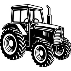 Fototapeta premium Robust Tractor Silhouette: A bold and detailed silhouette of a powerful tractor, ideal for conveying concepts of agriculture and farm work.