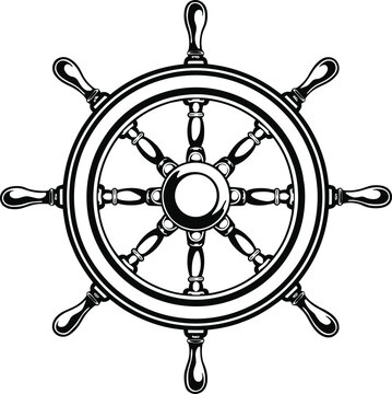 Steering wheel, ship rudder vector illustration.