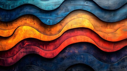 Vibrant Layered Wood Waves Generative Ai