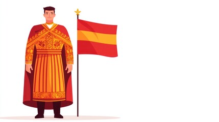 Obraz premium Celebrating international costumes man in traditional national attire spain illustration vibrant artistic interpretation