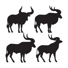 Ankole Watusi Silhouette Vector - Wild and Strong African Bull Symbol for Outdoor Merchandise - Ankole Watusi Vector - Ankole Watusi Icon - Ankole Watusi Illustration

