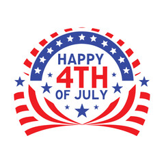 4th of July Typography Vector Art | Patriotic T-Shirt Text Illustration Design