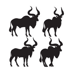 Ankole Watusi Silhouette Vector - Traditional and Elegant Horned Cattle Illustration for Artistic Use - Ankole Watusi Vector - Ankole Watusi Icon - Ankole Watusi Illustration

