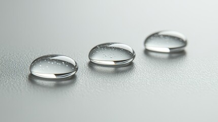 Mesmerizing macro photography, three glistening water droplets in exquisite detail