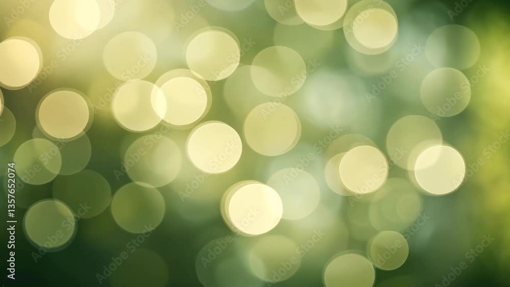 Poster abstract green and golden bokeh effect with blurred circular lights background