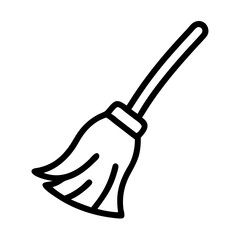 Broom illustration with a simple design in black and white  