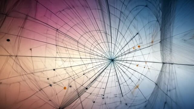 Abstract Network Of Lines With Circular And Linear Elements On Gradient Surface