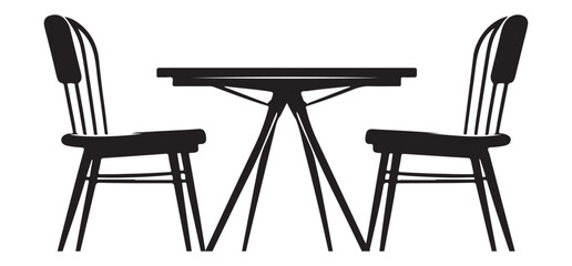 Fototapeta premium Unique Dining Table and Chairs Set Silhouette Vector Design