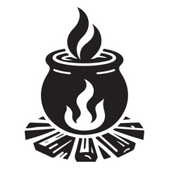 Cauldron over Campfire Illustration An Outdoor Cooking Adventure
