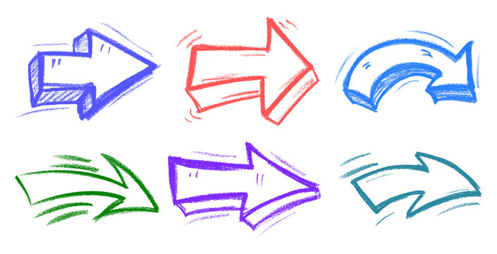 Cartoon Arrow Crayon Chalk Drawing PNG Transparent