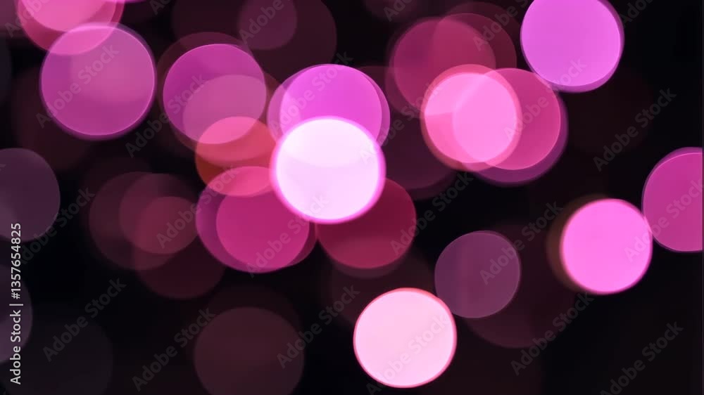 Poster Abstract Pink Bokeh Effect on Black Background with Circular Lights and Glowing Texture