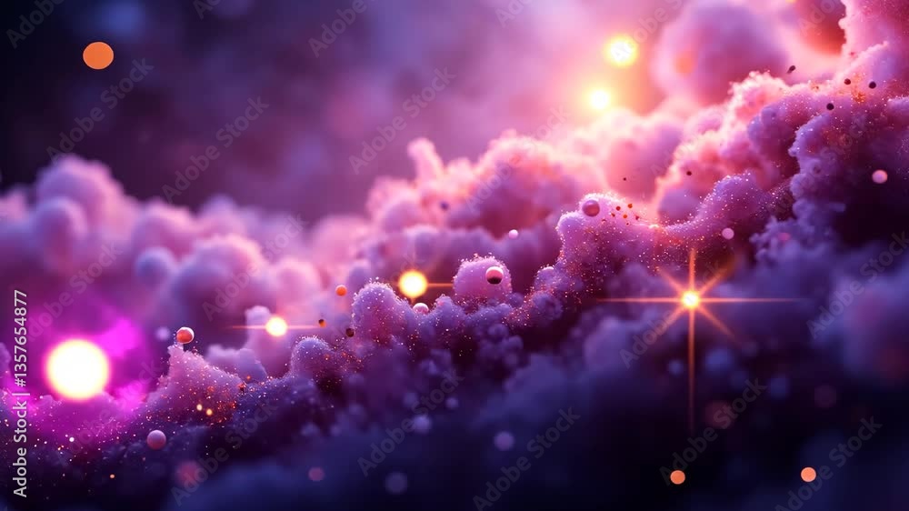 Aufkleber abstract pink cloudscape with sparkling particles and warm central light creating a dreamlike atmosp