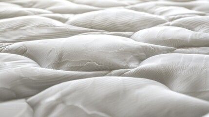 Closeup of soft, textured mattress topper, showing comfort and support