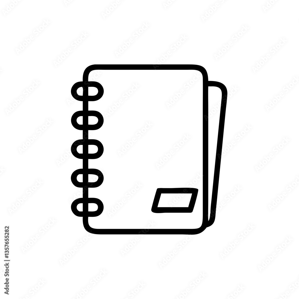 Poster simple line drawing of a notebook with spiral binding