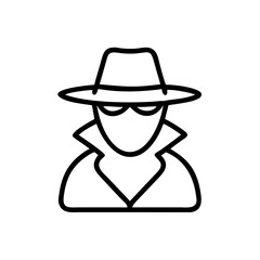 Spy icon with hat and sunglasses in minimalist style  