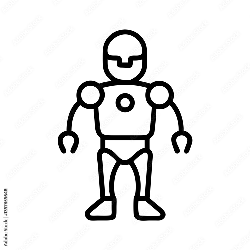 Poster robot icon in a simple line art style on a white background