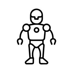 Robot icon in a simple line art style on a white background  
