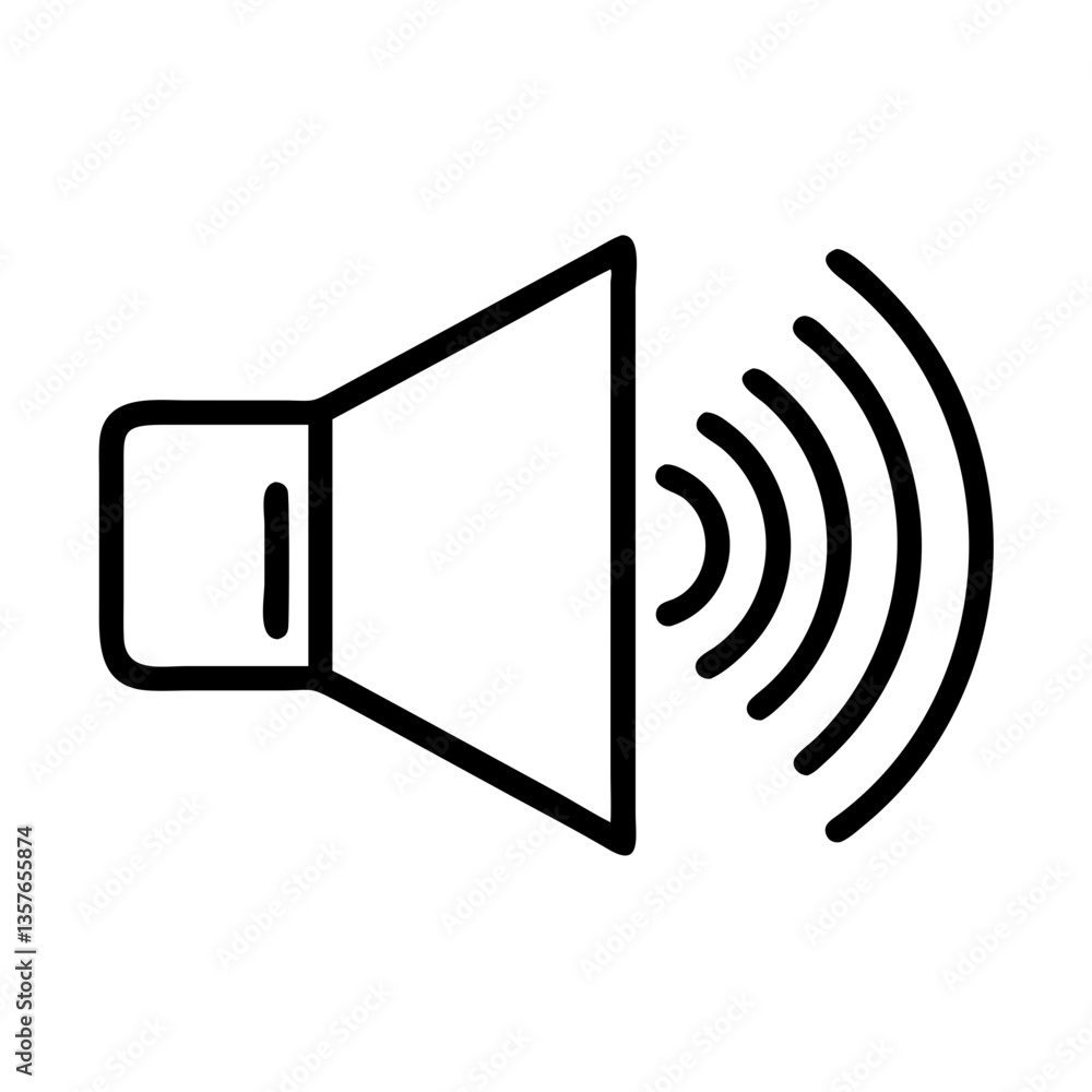 Poster sound icon with speaker and sound waves in simple style