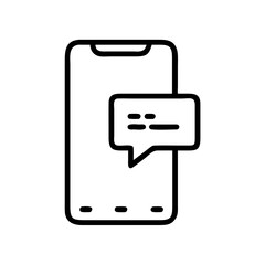 Smartphone icon with message bubble illustration in simple design  