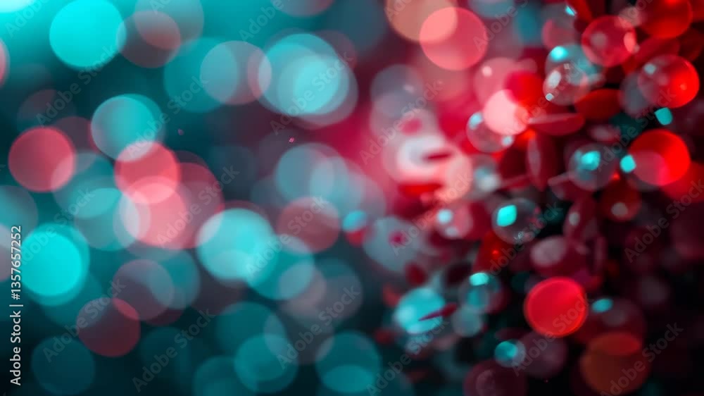 Aufkleber abstract red and teal bokeh blurred light background with circle shapes and artistic glow