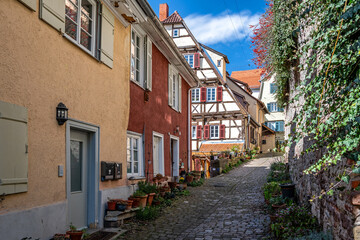 Cosy cobblestone back alley in the old town of Tübingen in Southern Germany