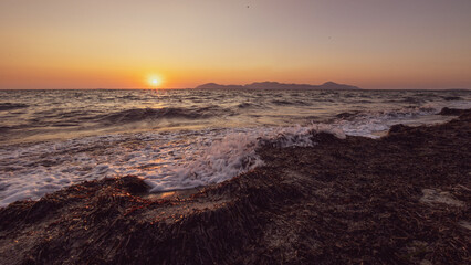 sunset at the beach in kos