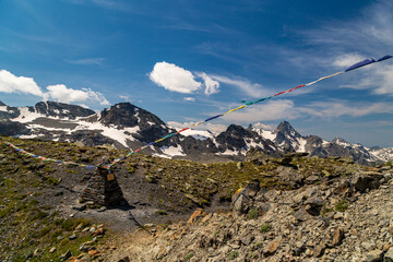 The beautiful mountains and lakes over La Thuile in a summer day