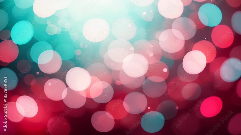 Aufkleber abstract teal and red bokeh background with glowing circular shapes