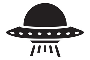 Silhouette Flying Saucer Alien Spaceship Graphic Simple Vector Illustration