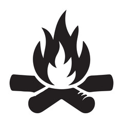 Burning Campfire Illustration for Outdoors and Adventure Related Projects