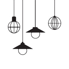 Pendant Lights Silhouette Vector Illustration for Interior Design Projects
