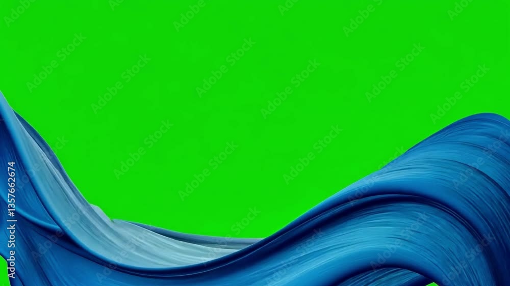 Poster vibrant blue paint flowing smoothly against a bright green background, creating a dynamic visual abs