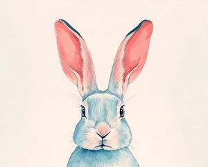 Obraz premium Pastel Bunny Portrait for White Background.
