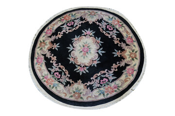 ceramic plate with flowers   Round Chinese Art Deco Peking Rug Aubusson Chinese Rug Wool Chinese Rug Peking Rug Pink