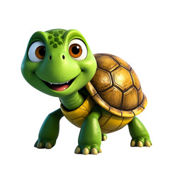 A cute green vector cartoon depicts a happy smiling tortoise with a cheerful turtle, both isolated reptiles with fun shells