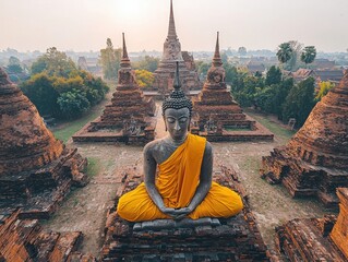 Serene Buddha Statue at Wat Yai Chaimongkol, Ayutthaya, Thailand