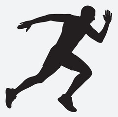 dynamic running male silhouette vector art illustration, silhouette of a man running