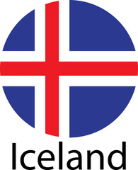 Fototapeta premium Iceland flag. Official national flag of the world. Country round shape illustration. Official coloring sign, country flag banner. International travel symbol isolated on transparent background.