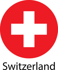 Obraz premium Switzerland flag. Official national flag of the world. Country round shape illustration. Official coloring sign, country flag banner. International travel symbol isolated on transparent background.